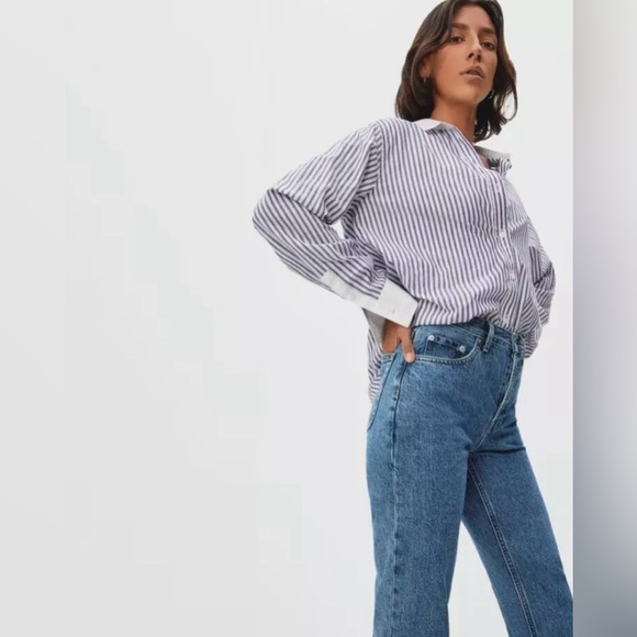 Everlane The Curvy 90s Cheeky Straight Jeans 31 Button Fly Organic Cotton Ankle - Picture 2 of 16